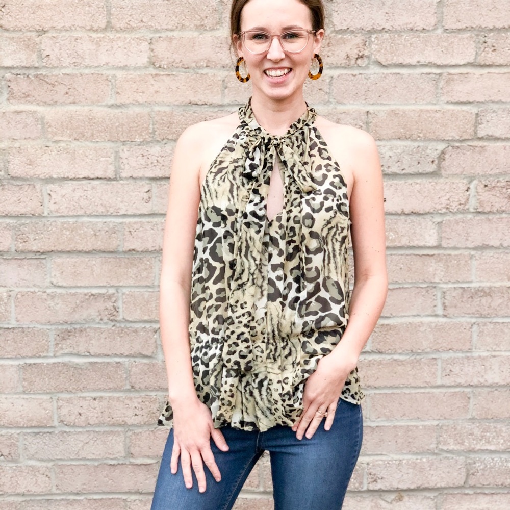 ❤️HEED Leopard Print High Neck Sleeveless Top